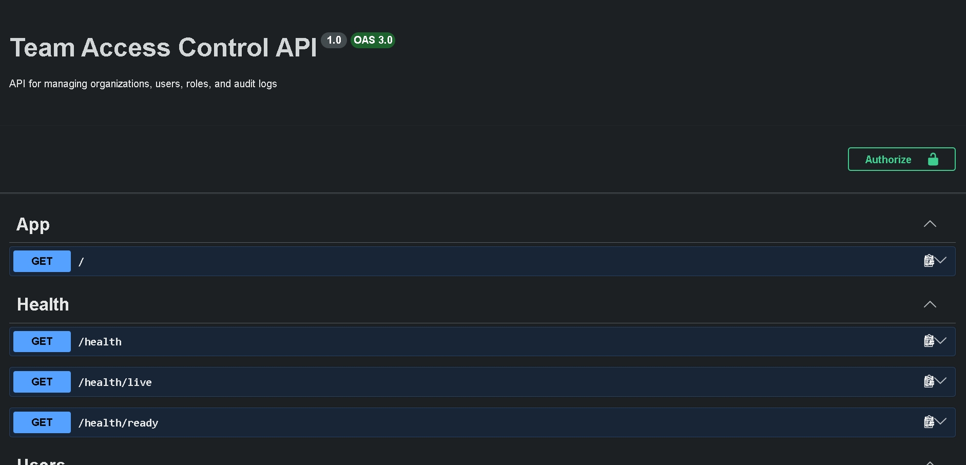 Team Access Control API
